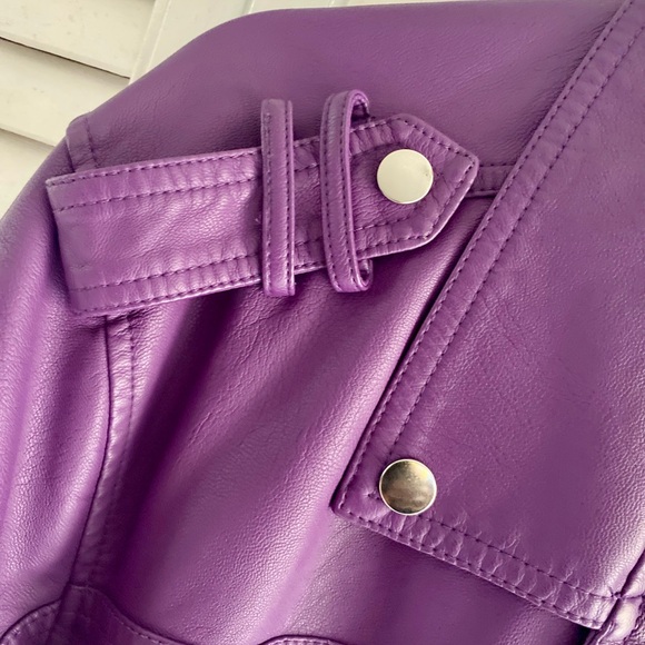 NWOT Kate & Mallory Vibrant Purple Leather Jacket - Picture 8 of 11